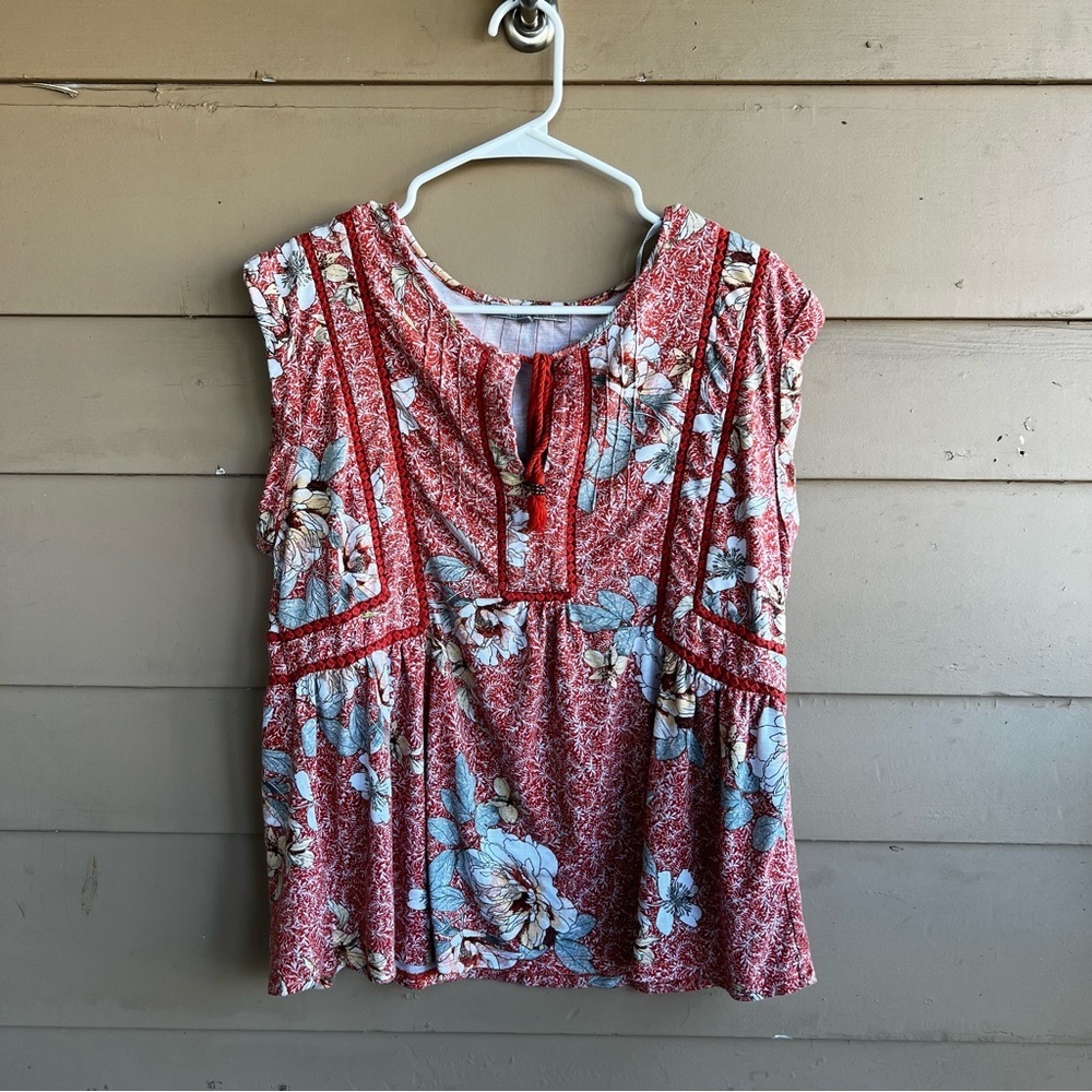 DANIEL RAINN Women's Size L Micaela Embroidery Detail Tassel Knit Top